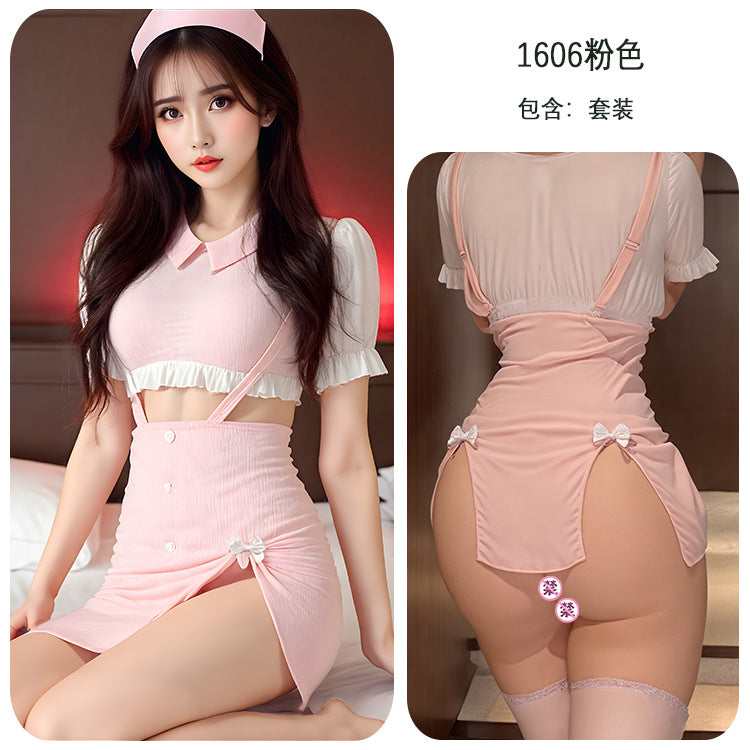 【A-1606】性感情趣內衣性感護士服甜美套裝鏤空激情制服誘惑女睡衣睡裙角色扮演