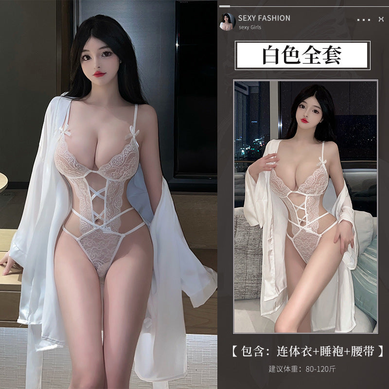 BS8210-性感內衣情趣內衣性感連體衣蕾絲制服誘惑鏤空激情免脫睡袍套裝女睡衣