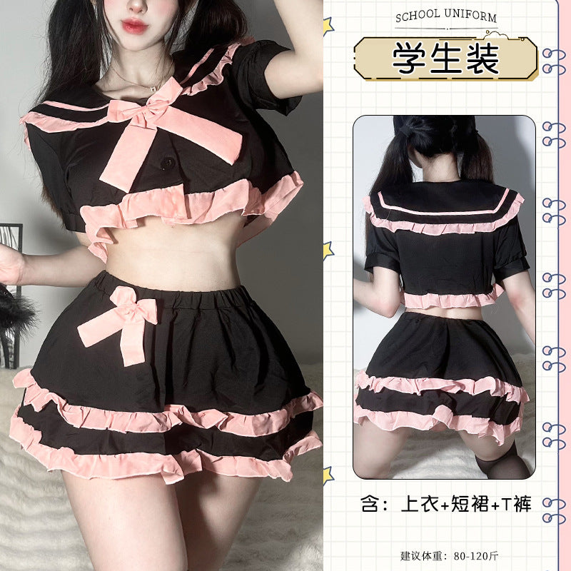 BT2479-性感內衣情趣內衣JK學生性感睡衣蝴蝶結可愛萌妹校園制服免脫套裝女睡裙