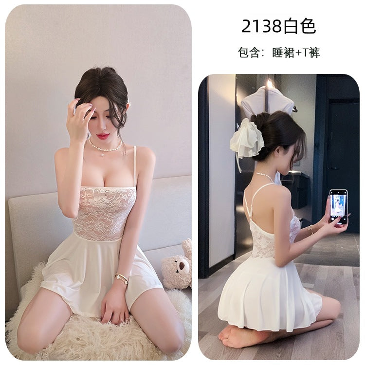 A-2138-2情趣內衣性感蕾絲誘惑睡裙火辣純欲睡衣透視制服套裝女睡衣睡裙