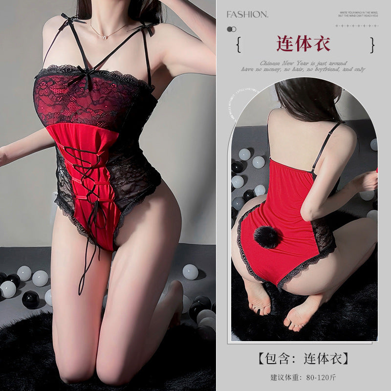 BS8244-性感內衣情趣內衣女性感掛脖網紗透視開叉露背連衣裙免脫誘惑女睡衣睡裙