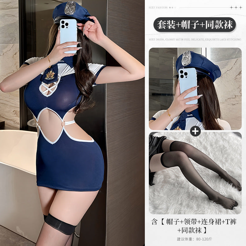 BT8427-性感內衣純欲海軍風空姐女警情趣制服角色扮演內衣教官套裝女睡衣睡裙