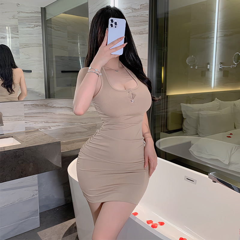 BS8416-性感內衣情趣內衣純欲辣妹掛脖包臀修身連衣裙誘惑女睡衣睡裙