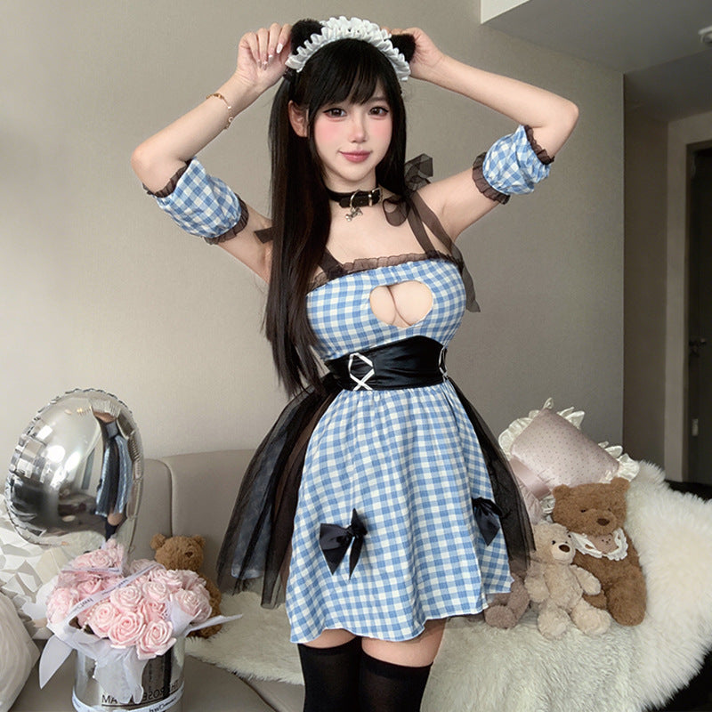 BT2875-性感內衣純欲網紗透胸軟糯甜美女僕裝情趣內衣女性感女傭制服免脫套裝女睡衣睡裙