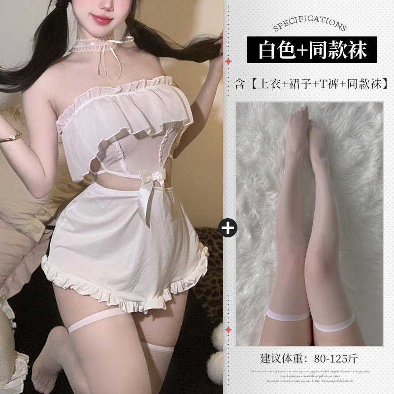 BT2931-性感情趣內衣純欲風鏤空露背木耳花邊可愛女僕制服套裝女睡衣睡裙