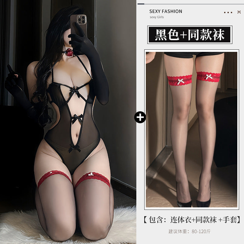 BS2495-性感內衣情趣內衣死庫水性感交叉鏤空露胸綁帶連體衣床上激情套裝女睡衣睡裙