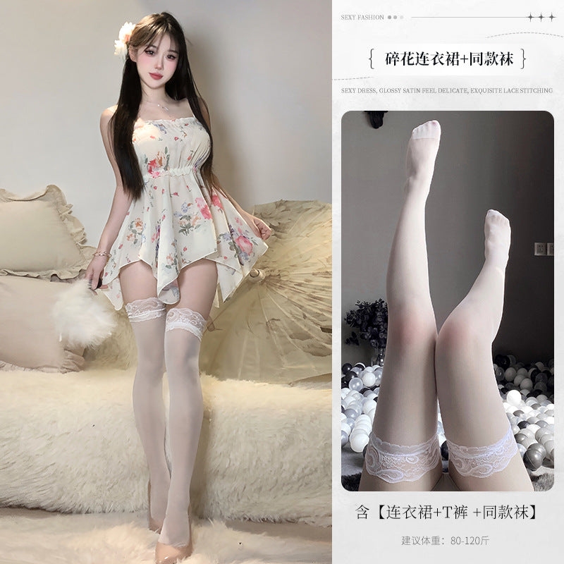 BS2119-情趣內衣法式純欲碎花復古吊帶裙性感睡衣套裝誘惑睡裙女睡衣