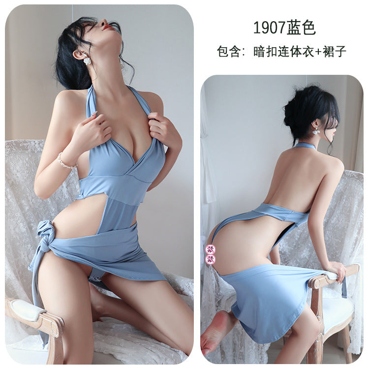 【A-1907】性感內衣情趣內衣性感透視夜制服店緊身包臀裙露背免脫性感套裝女睡裙