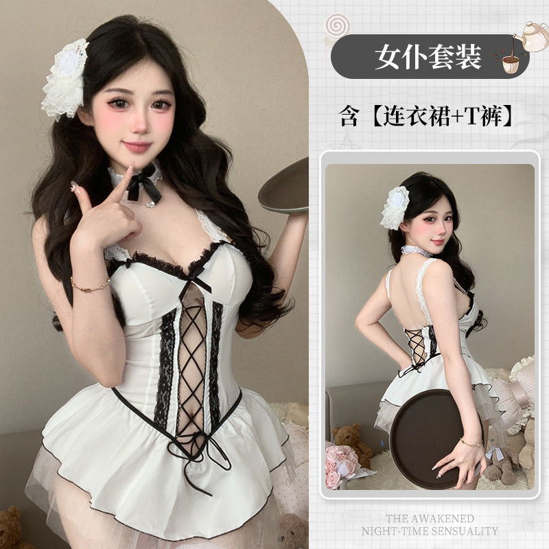 BS2881-性感內衣情趣內衣制服純欲鏤空網紗激情套裝免脫誘惑露胸睡裙套裝女睡衣睡裙