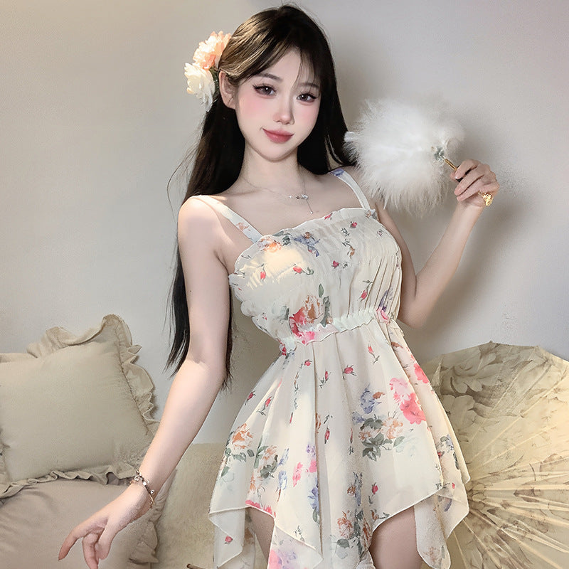 BS2119-情趣內衣法式純欲碎花復古吊帶裙性感睡衣套裝誘惑睡裙女睡衣