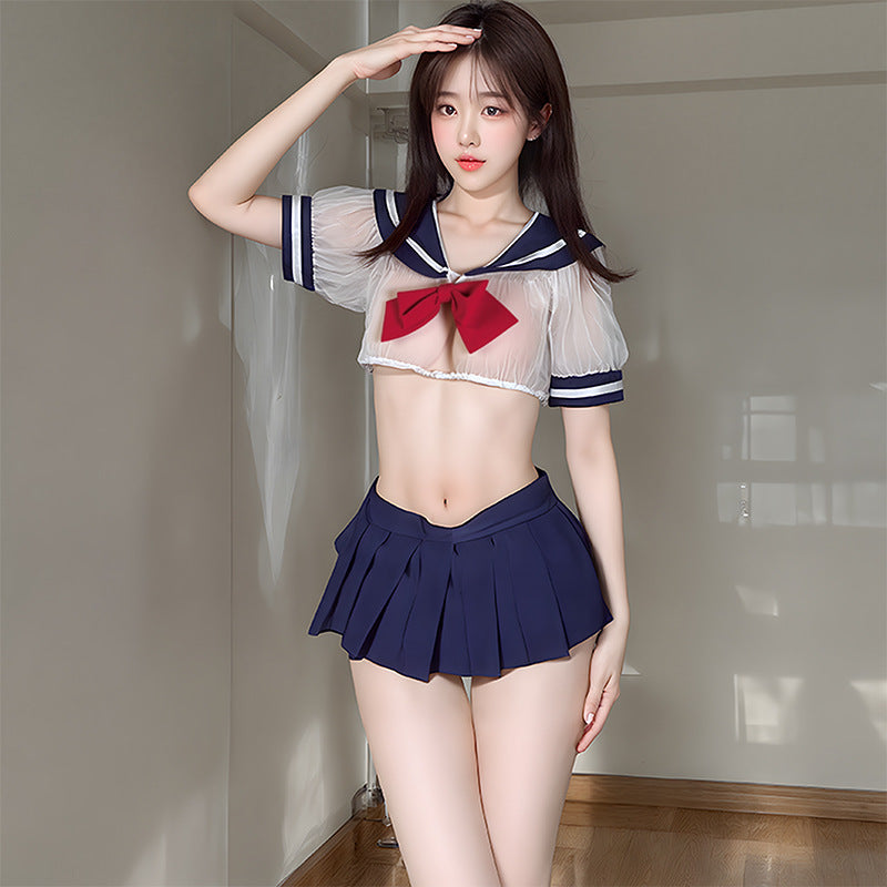 BT2130-2性感情趣內衣套裝透視純欲學院風激情免脫甜美制服大碼誘惑角色扮演