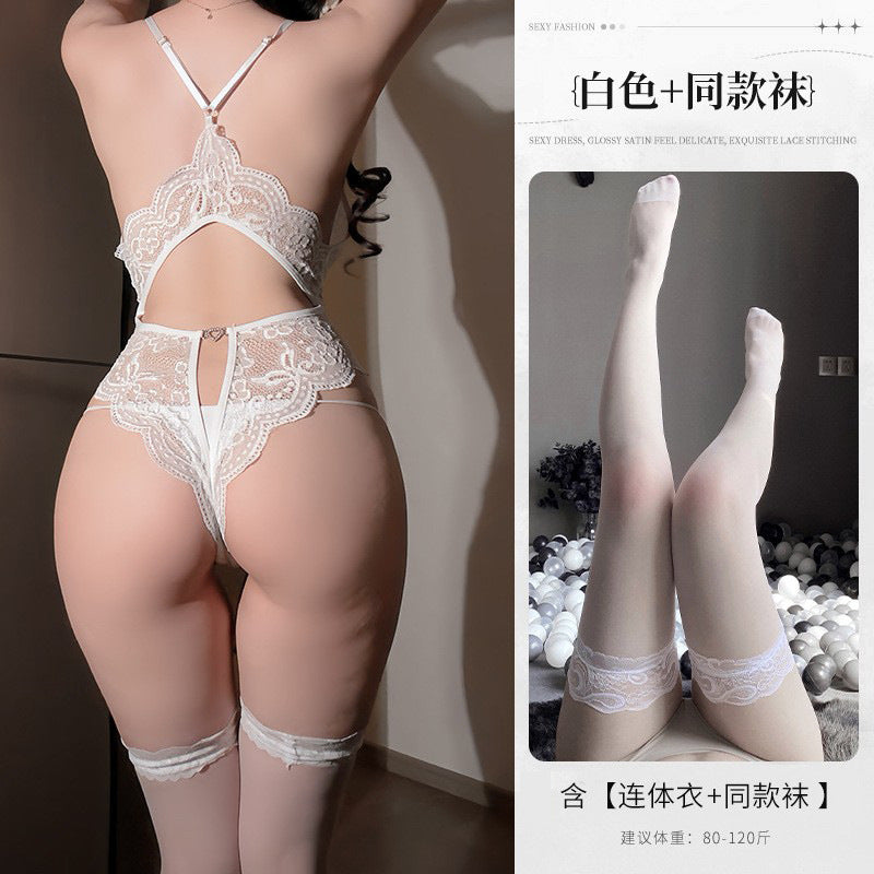 BS2116-性感內衣情趣內衣女露胸裸背純欲蕾絲戰袍睡衣免脫誘惑套裝女睡裙