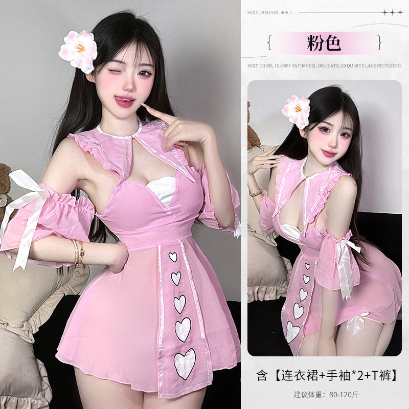 BT2696-性感情趣內衣深v女僕套裝角色扮演制服誘惑套裝女傭睡衣睡裙