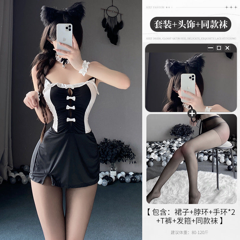 BT8227-性感內衣情趣內衣女角色扮演純欲風猫女郎誘惑露臀開檔免脫cos女僕裝女睡衣睡裙