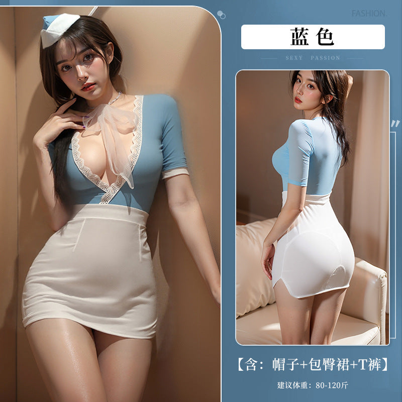 BT8358-性感情趣內衣純欲風睡衣秘書包臀裙空姐制服套裝女睡衣睡裙角色扮演