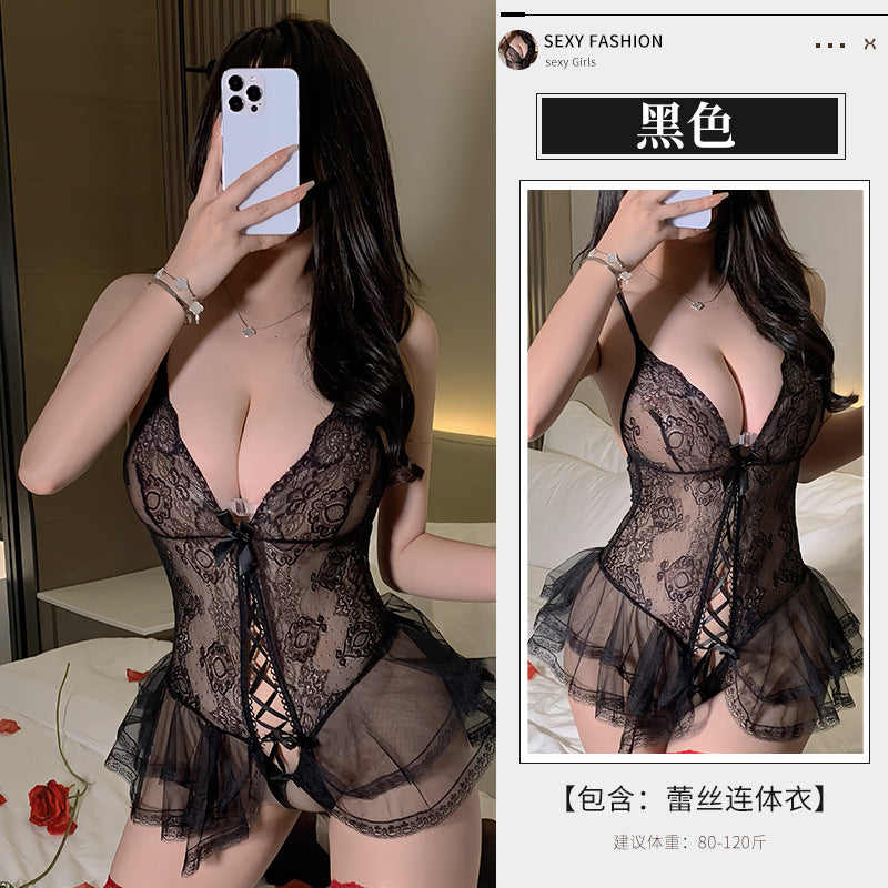 BS8532-性感內衣情趣內衣性感睡衣深V透視蕾絲吊帶免脫連體裝女睡衣睡裙