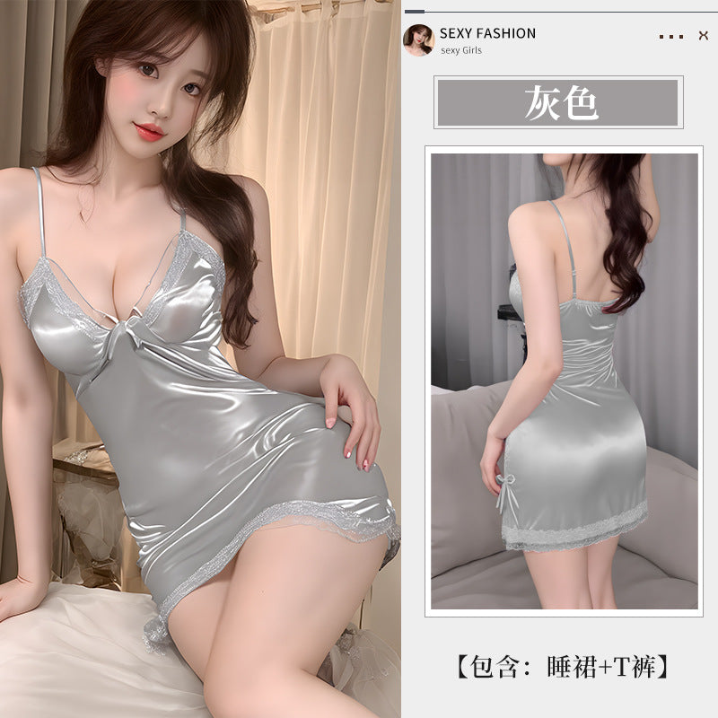 BS3550-性感情趣內衣純欲風吊帶睡裙女薄款蕾絲開叉大碼睡衣睡裙