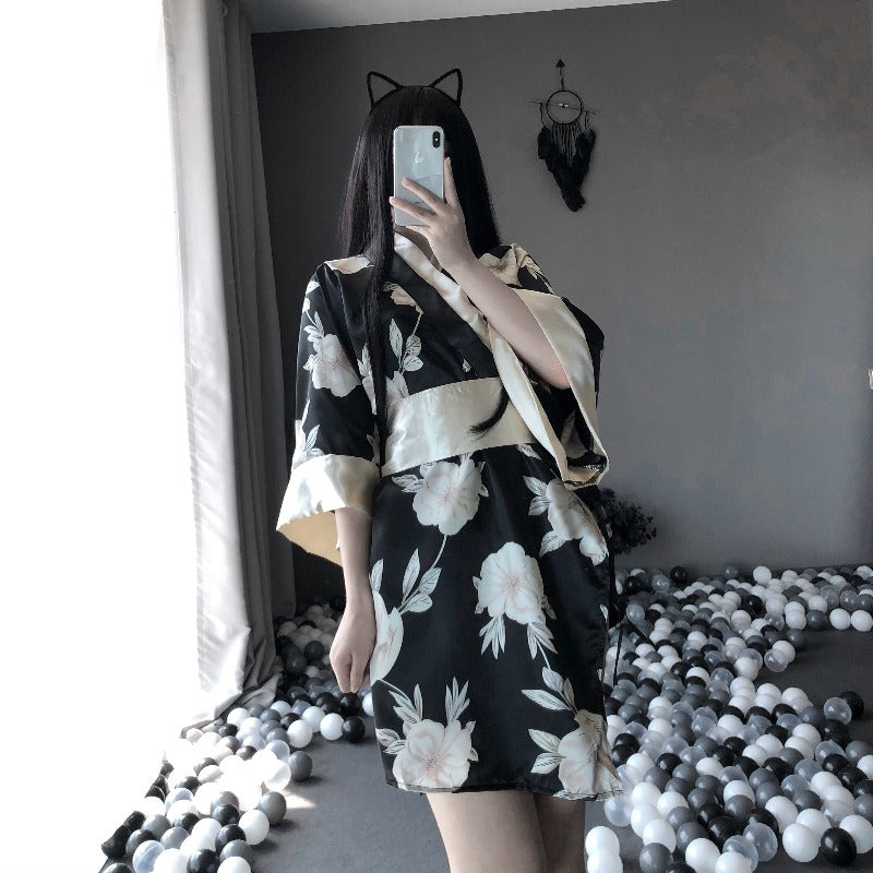 BT2412-情趣內衣日式印花玉蘭花和服遊戲制服誘惑代發