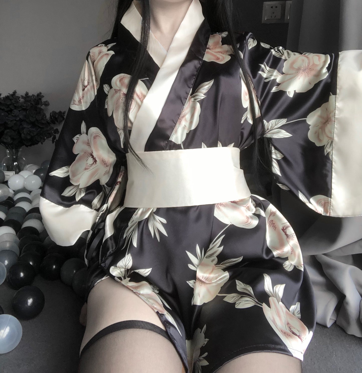 BT2412-情趣內衣日式印花玉蘭花和服遊戲制服誘惑代發