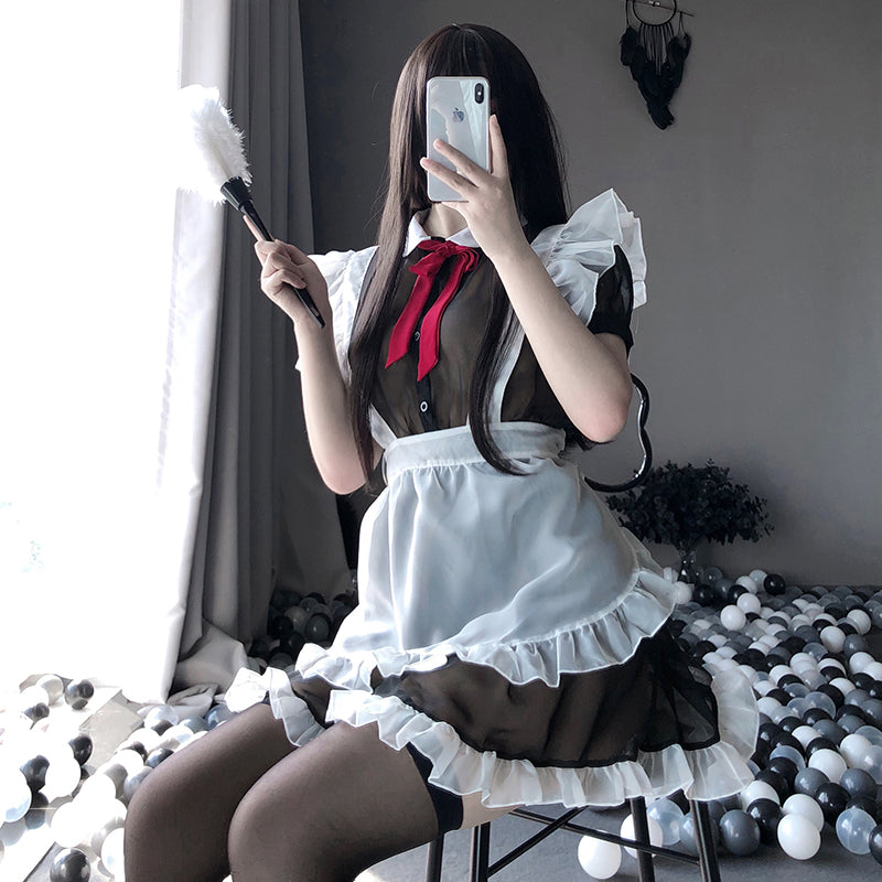 BT2426-情趣內衣制服誘惑綁帶圍裙網紗透視角色扮演性感女僕套裝