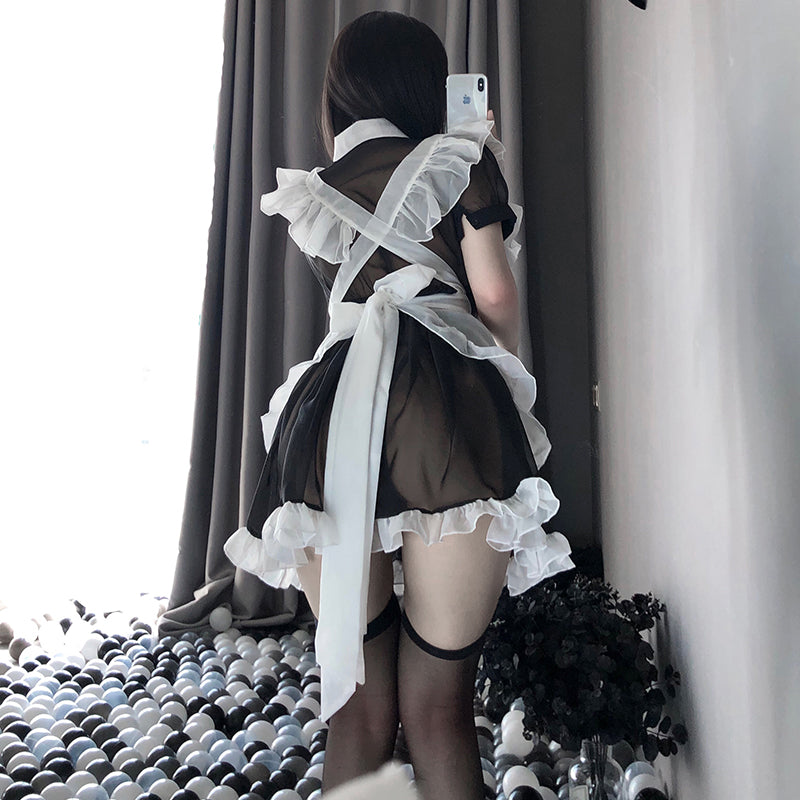 BT2426-情趣內衣制服誘惑綁帶圍裙網紗透視角色扮演性感女僕套裝