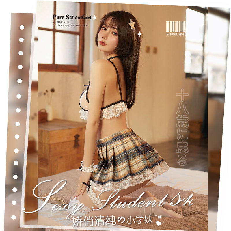 BT2462-情趣內衣性感蕾絲透視甜美蝴蝶結日系JK水手學生制服誘惑