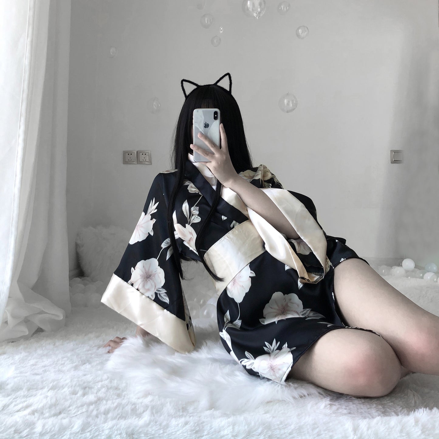 BT2412-情趣內衣日式印花玉蘭花和服遊戲制服誘惑代發