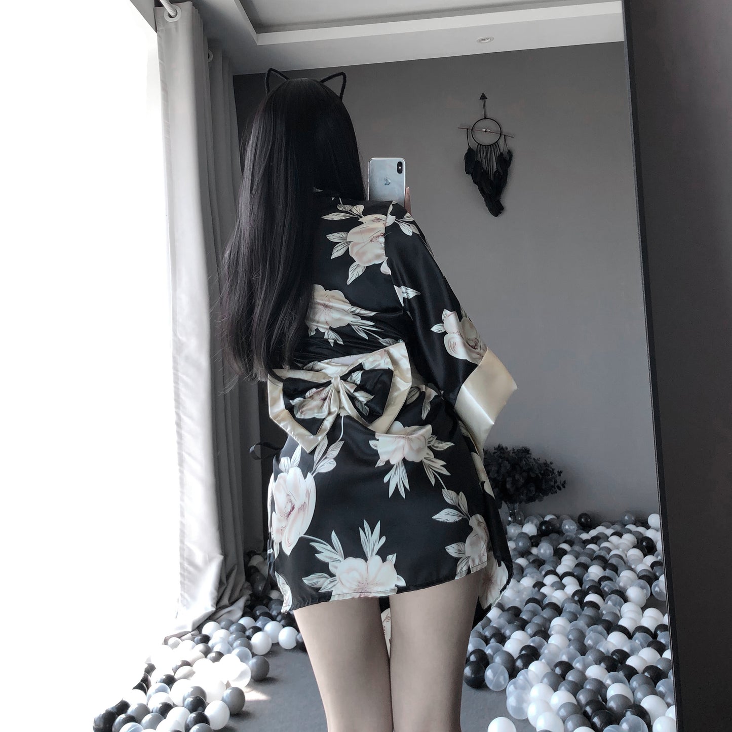 BT2412-情趣內衣日式印花玉蘭花和服遊戲制服誘惑代發