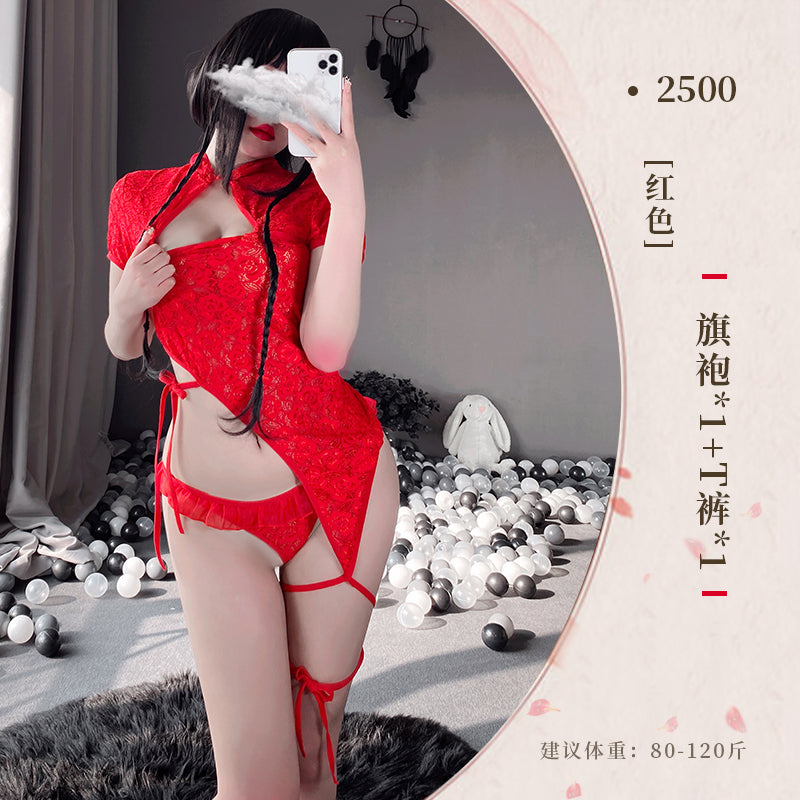 BT2500-床上旗袍透明睡衣性感小胸制服誘惑激情套裝