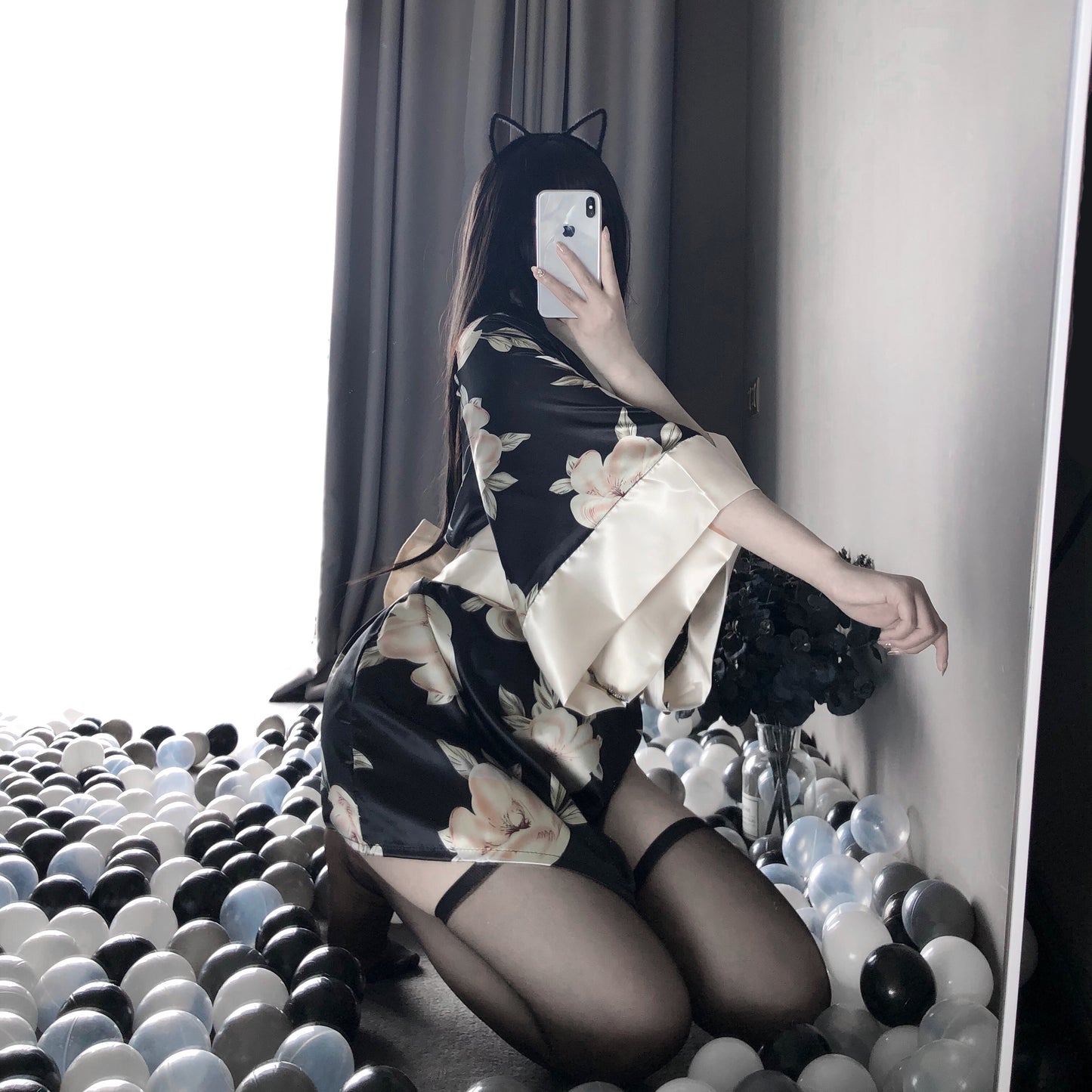 BT2412-情趣內衣日式印花玉蘭花和服遊戲制服誘惑代發