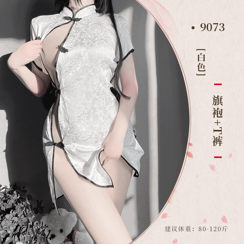 BT9073-性感睡衣內衣套裝復古包臀蝕骨旗袍火辣制服鏤空綁帶挑逗騷