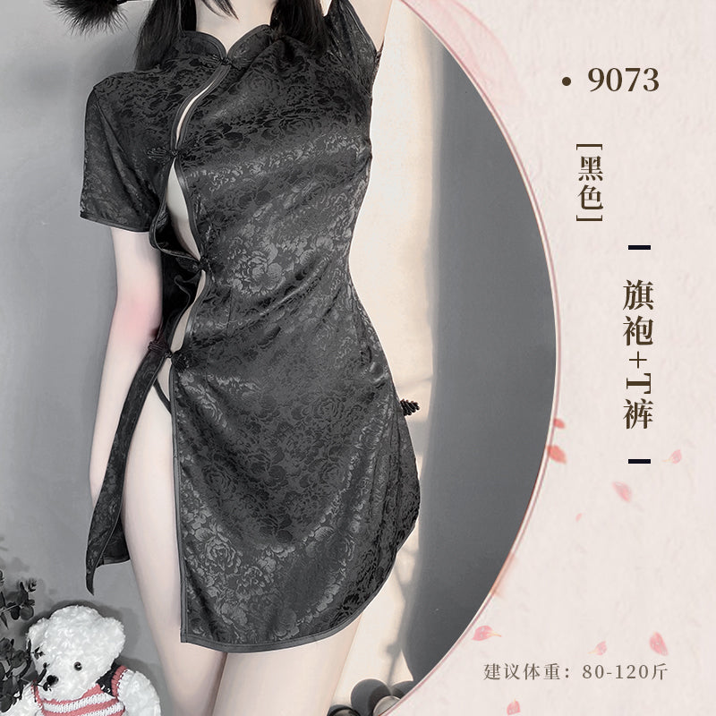 BT9073-性感睡衣內衣套裝復古包臀蝕骨旗袍火辣制服鏤空綁帶挑逗騷