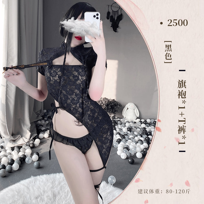 BT2500-床上旗袍透明睡衣性感小胸制服誘惑激情套裝