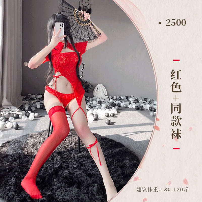 BT2500-床上旗袍透明睡衣性感小胸制服誘惑激情套裝