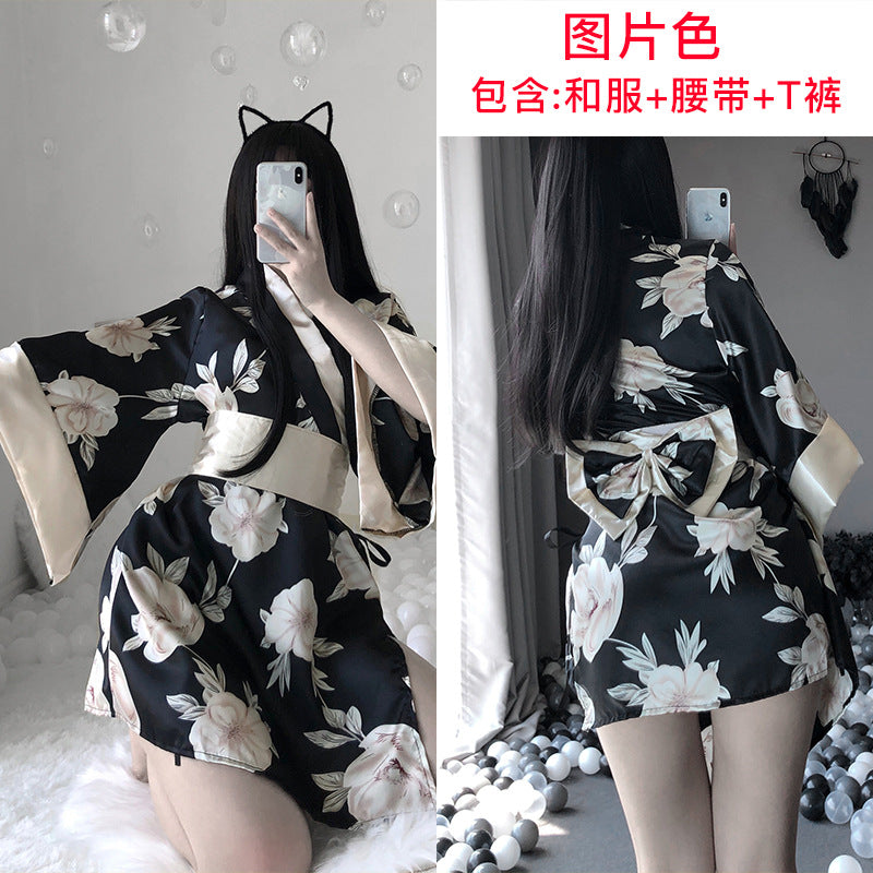 BT2412-情趣內衣日式印花玉蘭花和服遊戲制服誘惑代發