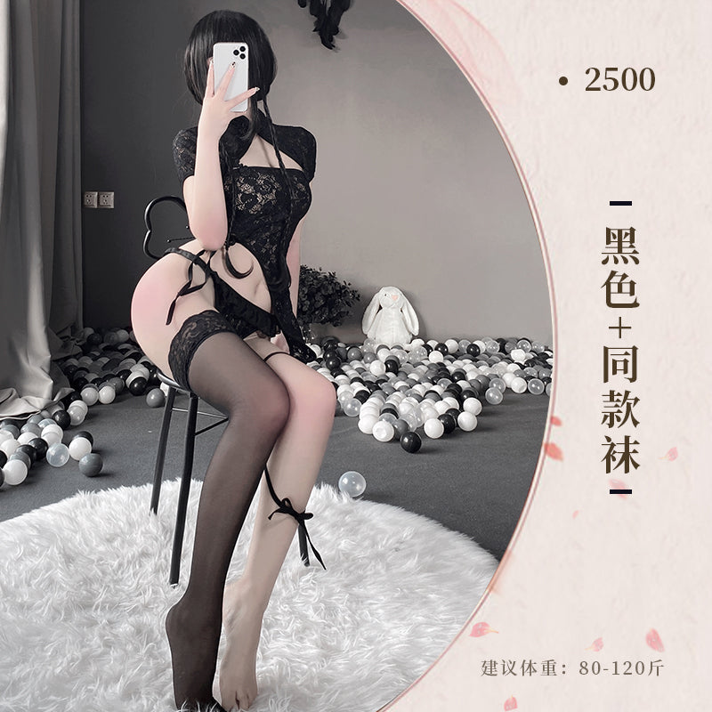 BT2500-床上旗袍透明睡衣性感小胸制服誘惑激情套裝