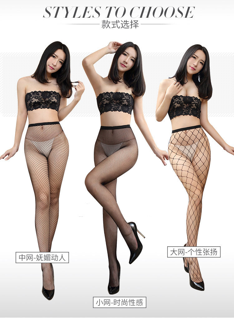 AS3053-鏤空女性感防勾絲網格襪漁網襪大網眼連褲襪高筒網襪絲襪