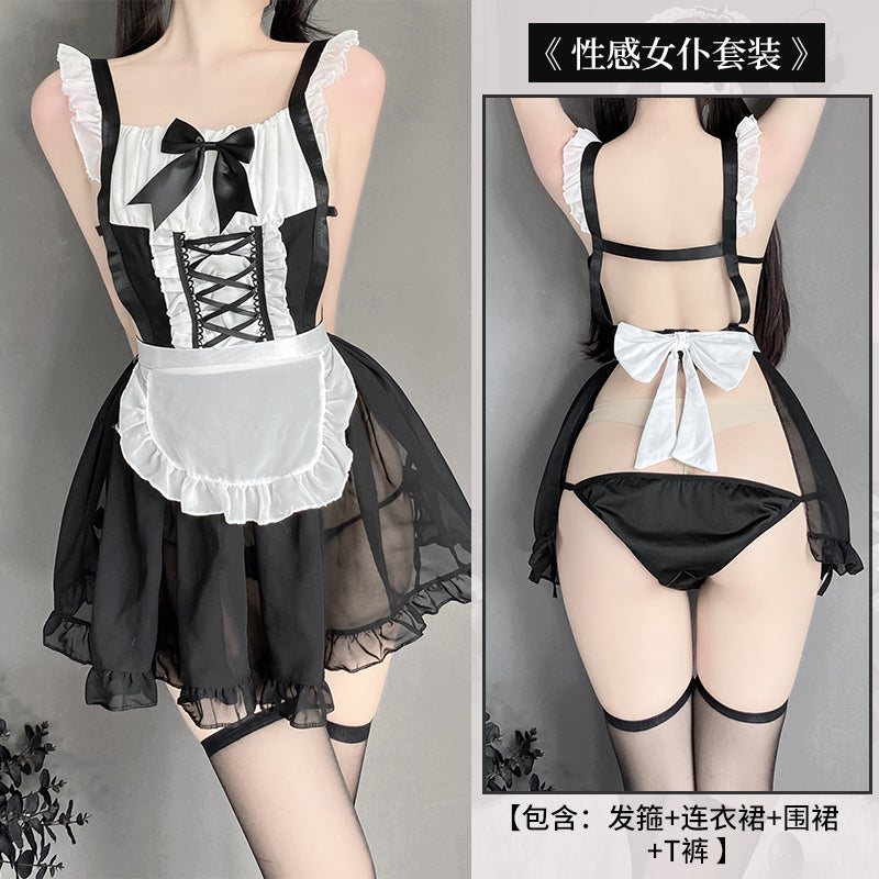 BT2362-情趣內衣性感透視網紗角色扮演俏可愛女傭制服誘惑女僕套裝