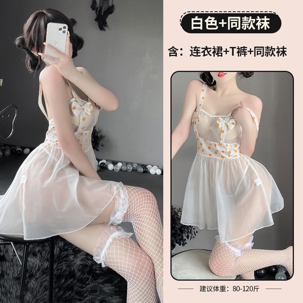 BT2603-性感可愛浪漫透紗開襠連衣裙情趣內衣睡裙性感套裝制服誘惑