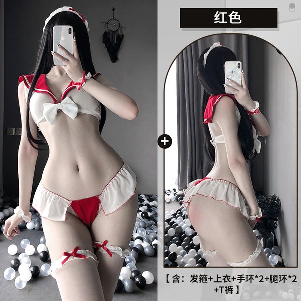 BT2406-情趣內衣性感透視誘惑三點學生裝水手服網紅小胸制服套裝