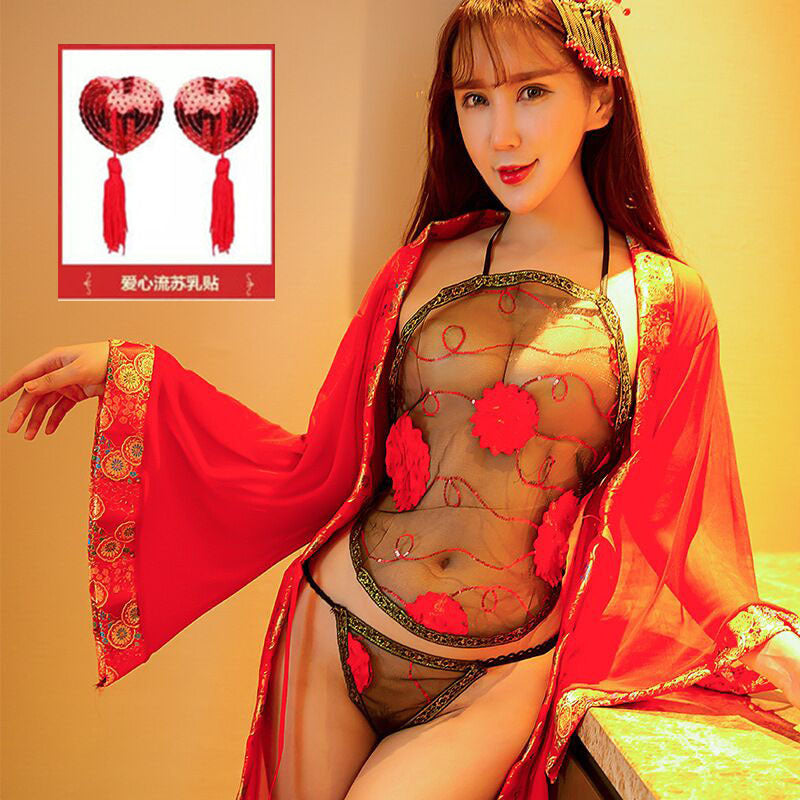 【組合裝】古代透明服唐裝肚兜式情趣內衣火辣成人性感誘惑復古風吊女帶睡衣