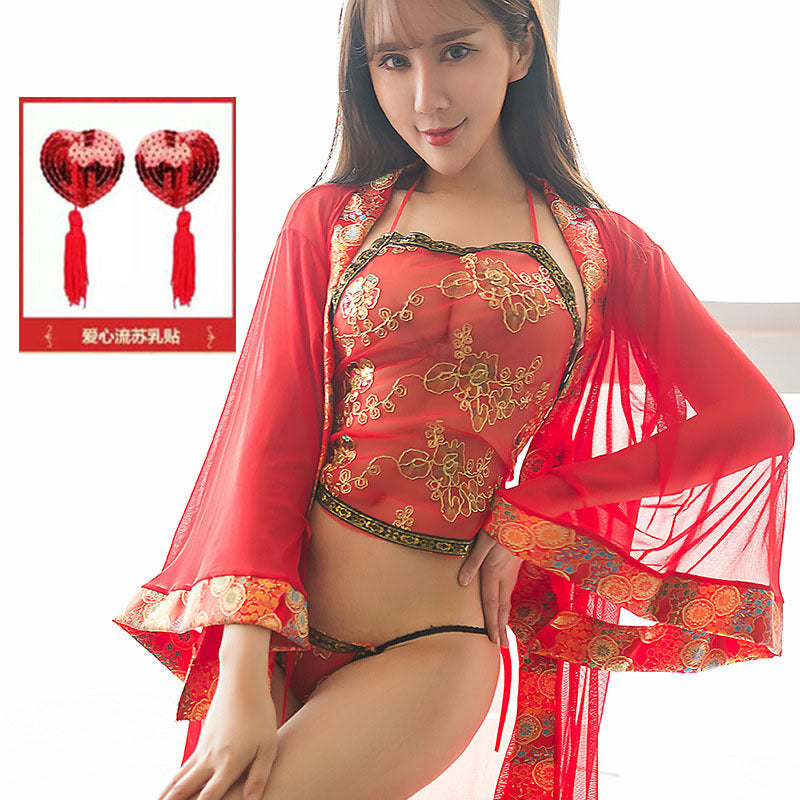 【組合裝】古代透明服唐裝肚兜式情趣內衣火辣成人性感誘惑復古風吊女帶睡衣