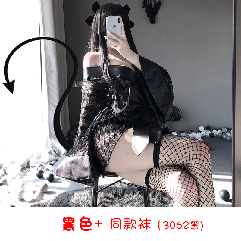 BT2172-情趣內衣暗黑系日式和服性感浴袍開襟睡袍