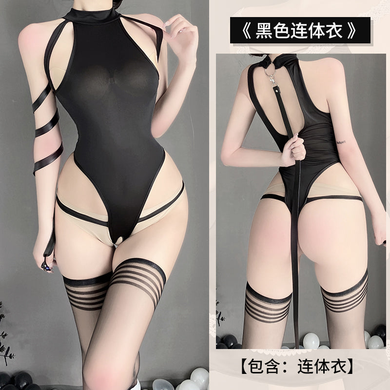 BT1021-情趣內衣性感開檔免脫連體衣純欲校園死庫水捆綁制服