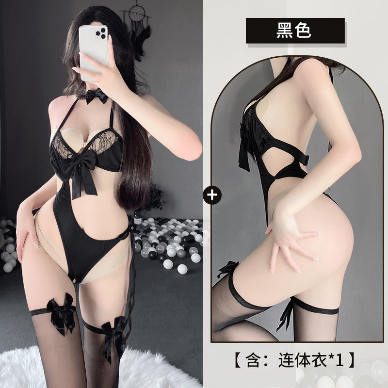 BT2572-情趣內衣性感蕾絲透視誘惑開檔免脫連體衣制服