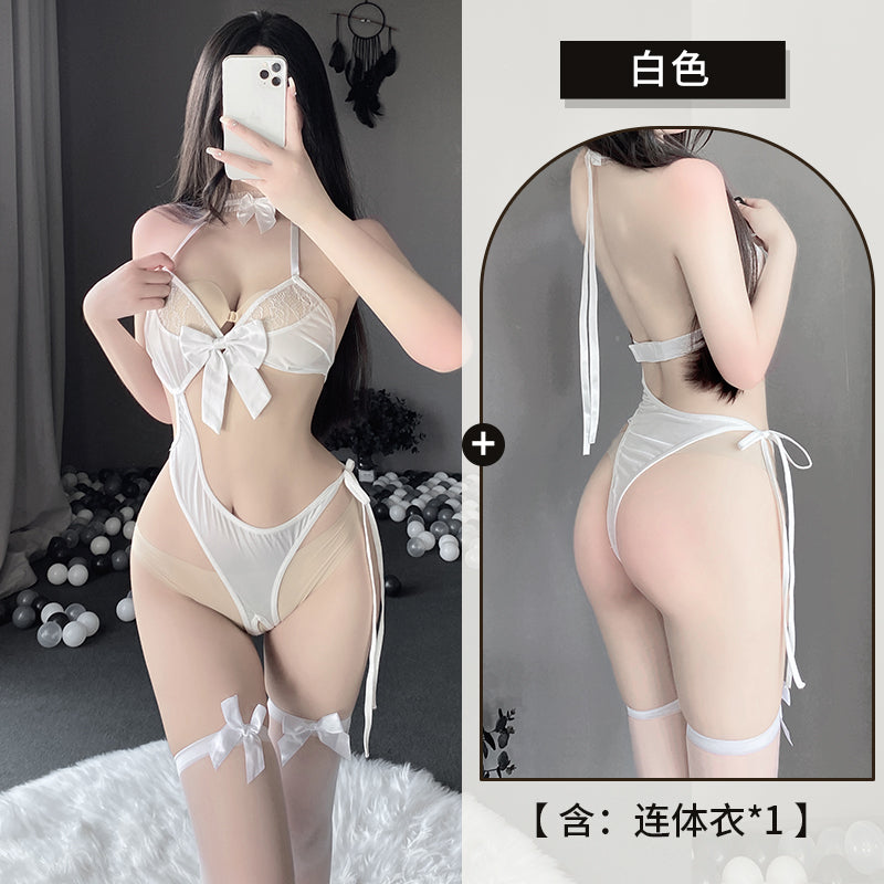 BT2572-情趣內衣性感蕾絲透視誘惑開檔免脫連體衣制服