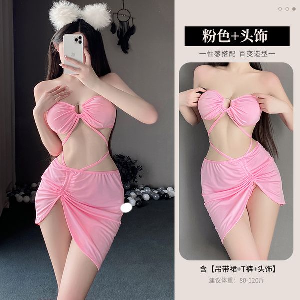 BT2713-性感內衣女睡衣吊帶高腰開叉夜店女王睡裙短裙激情裝