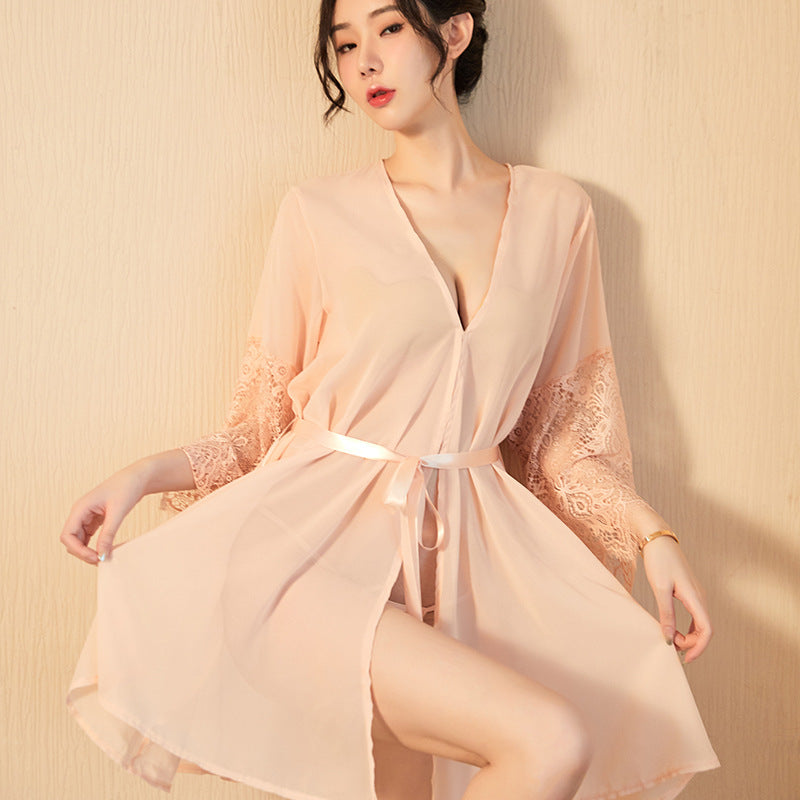 【A-1533】情趣內衣女睡衣情趣透視開衫成人內衣床浴袍家居服