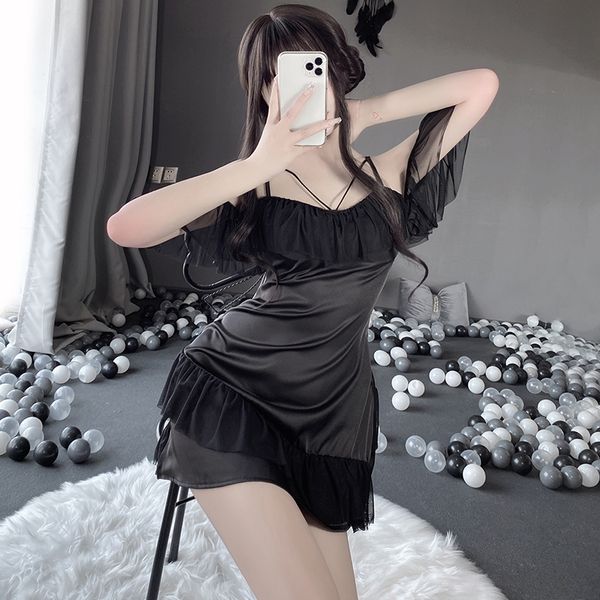 BS2549-性感大碼開襟誘惑薄款吊帶睡裙睡袍浴袍女家居服套裝