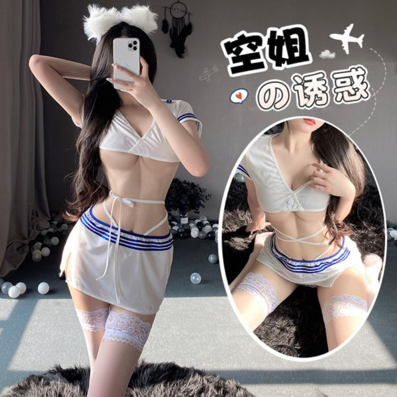 BT2662-性感情趣內衣性感上衣露胸分體空姐制服職業裝包臀短裙誘惑裝